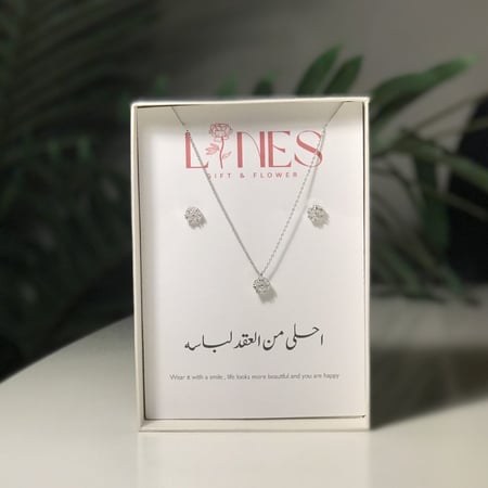 طقم سلسلة وحلق ( فص فضي )