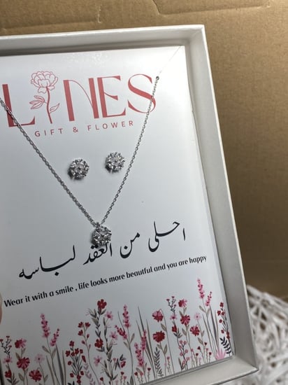 طقم سلسلة وحلق ( فص فضي )