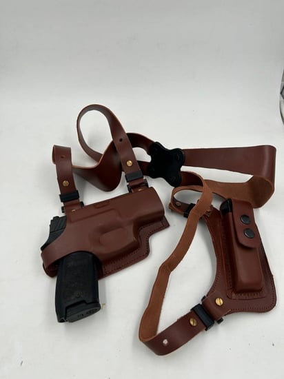 جراب كتف مسدس جلوك جلد طبيعي - جراب كتف مسدس