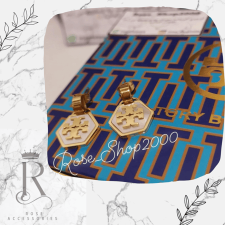 حلق توري بورش ذهبي مع ابيض صدفي مطلي