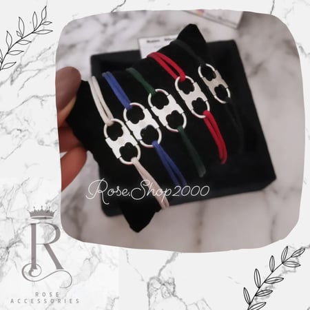 اساور خيط توري بورش متوفرةبعدةالوان مطلية وعليها ختم البراند ضمان سنه عاللون المقاس فري سايز تتوسع وتتضيق حسب يدك