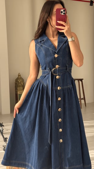 فستان ميدي جنز انيق