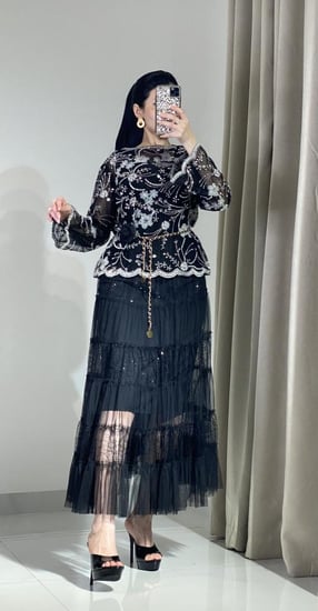 فستان طويل سهرة فخم قطعتين