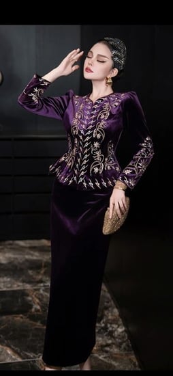 فستان قطعتين مخمل فخم