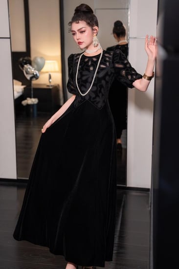 فستان مخمل انيق وراقي