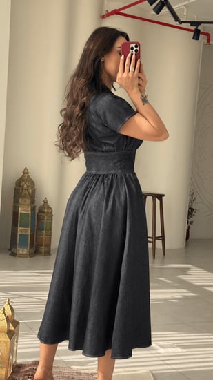 فستان ميدي جنز انيق