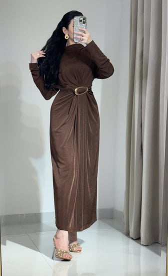 فستان انيق وراقي استرتش لاميه