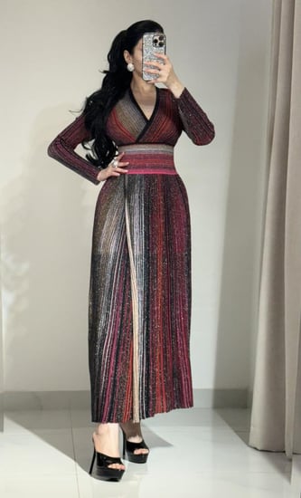 فستان طويل زجزاج ترندي مكس الالوان