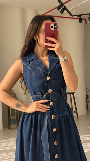 فستان ميدي جنز انيق