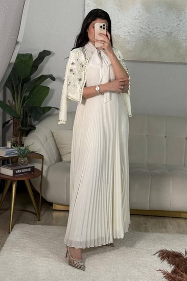 فستان فخم للمناسبات قطعتين جاكيت فخم مرصع بالكريستال