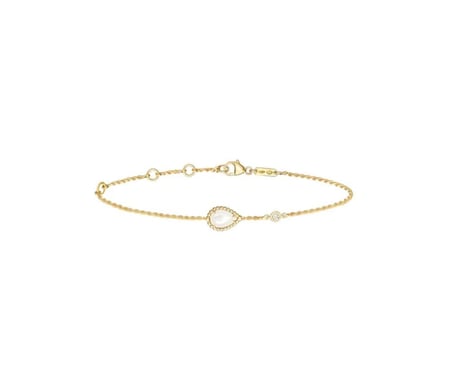 اسوارة الدمعه بحجر طبيعي والماسه من بوشرون ذهب عيار 18 بتصميم فاخر