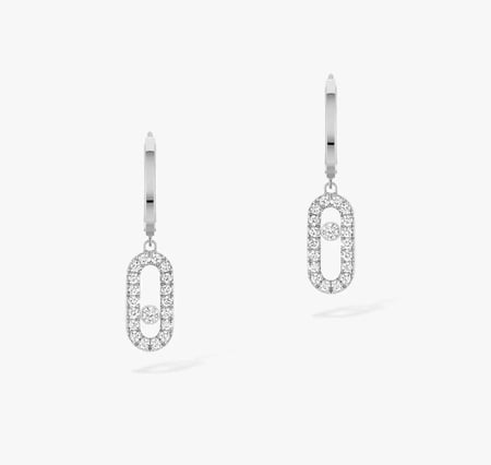 حلق موف هوب بالألماس من ميسيكا  ذهب أبيض عيار 18  مجوهرات مخملية