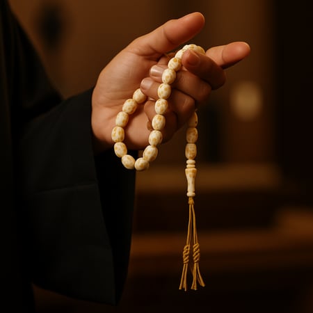 سبحة مستكة أبيض مرقط