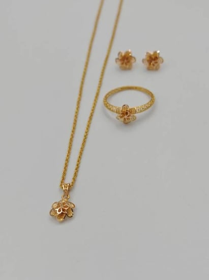 Set Flower set 21k Gold - طقم ورد ذهب عيار 21