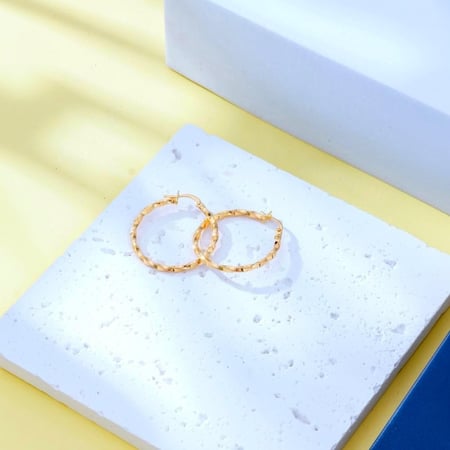 حلق دائري عيار 18 - 18K Hoop Earrings