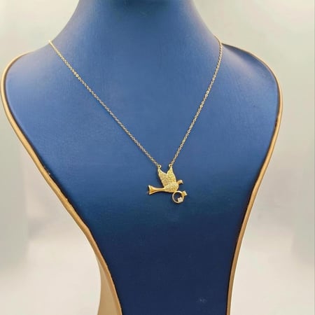 عقد ذهب عيار 18 بشكل طائر  -  18K Gold Bird Necklace