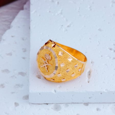 خاتم عيار 21 شعار السعودية - 21K Saudi logo Ring