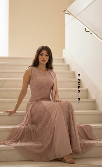 فستان سهرة شيفون بقصة انسيابية