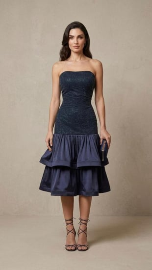 فستان السهرة الطبقي اللامع" (Glimmer Tiered Midi Dress)