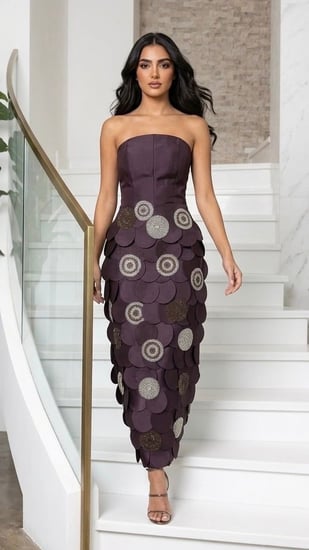 فستان "أوربيت" المخملي (Orbit Petal Midi Gown)