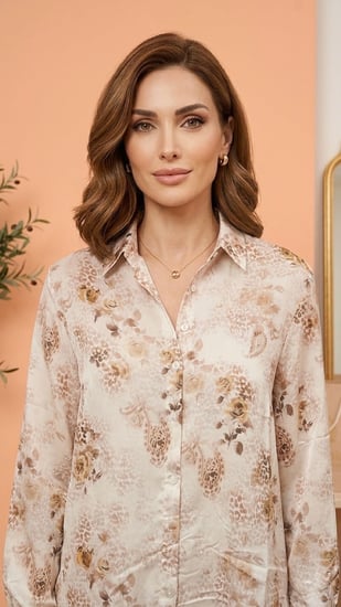 بلوزة "روزالي" الساتان بنقشة الورد والبيزلي (Rosalie Floral Paisley Satin Blouse)