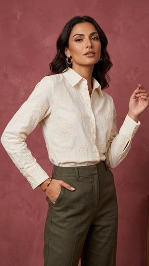 بلوزة "أيفوري فلورا" المطرز (Ivory Flora Embroidered Shirt)