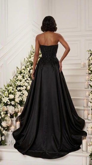 "فستان سهرة أوركيد الأسود - Black Orchid Gown"