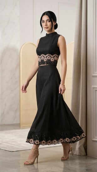 طقم السحر الأسود المطرز (Black Embroidered Chic