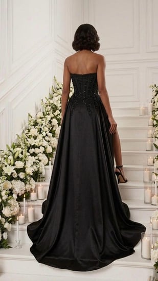 "فستان سهرة أوركيد الأسود - Black Orchid Gown"