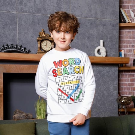 بيجامة اولادي مطبوعة DTF كلمات متقاطعة