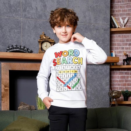 بيجامة اولادي مطبوعة DTF كلمات متقاطعة