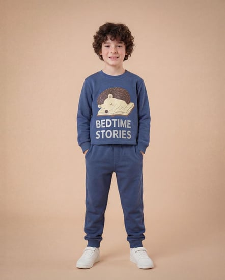 بيجامة اولادي ميلتون طباعة TDF قنفذ نائم علي كتاب +  كلمة BET TIME STORIES طباعة رابر