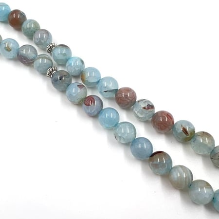 سبحة كاملة من العقيق براج مع شرابة مزينة بأجنحة فضية