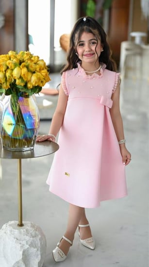 فستان سهرات بناتي وردي S01134