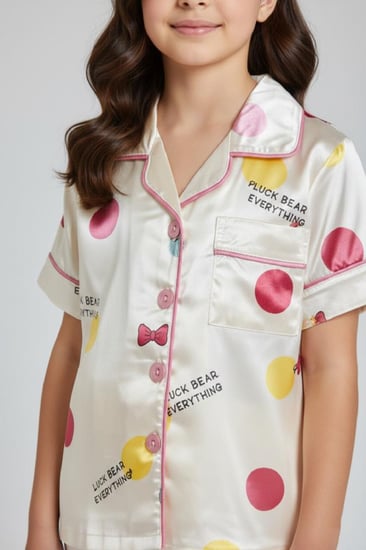 بجامه بناتي أنيق بي اشكال جميله من العيسائي للأطفال