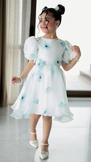 فستان أخضر  مورد بناتي من العيسائي للأطفال