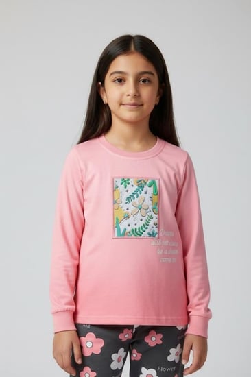 بجامه بناتي زهره على  الصدر  من العيسائي للأطفال