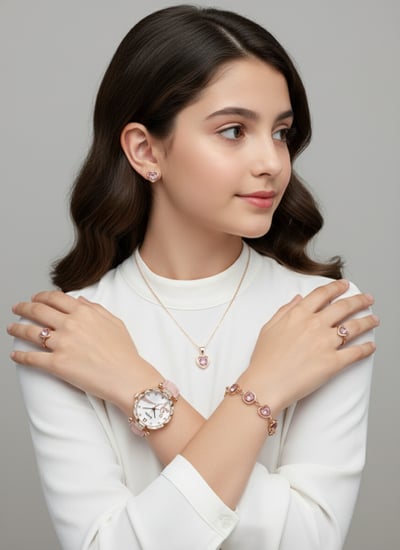 اكسسوار 6 قطع مع ساعه كلاسيكية للاطفال