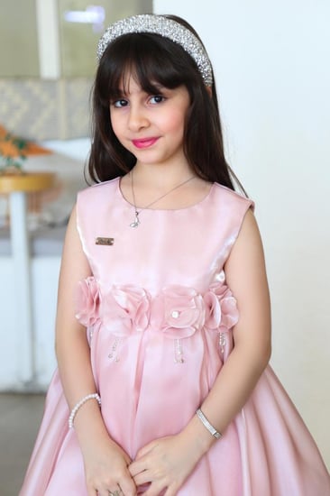 فستان وردي بناتي من العيسائي للأطفال