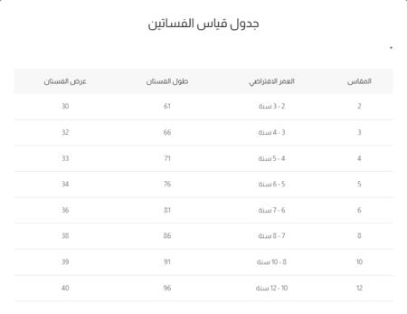 جدول قياس فستان بناتي كاجوال برسوم كرتونية وألوان الباستيل الهادئة