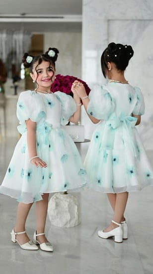 فستان أخضر  مورد بناتي من العيسائي للأطفال