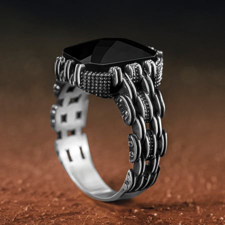 خاتم فضة عيار 925 مزين بحجر زركون