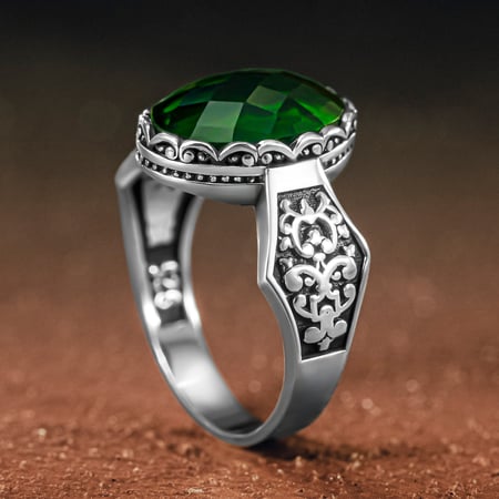 خاتم مميز فضة عيار 925 مزين بحجر زركون