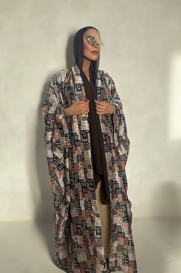 عباية صيفية بشت من حرير بطبعات بوهيمية ملونة