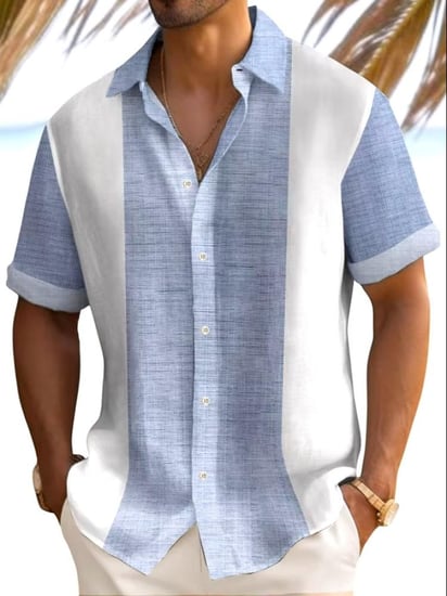 الرجال والنساء عارضة عطلة نمط طية صدر السترة قميص