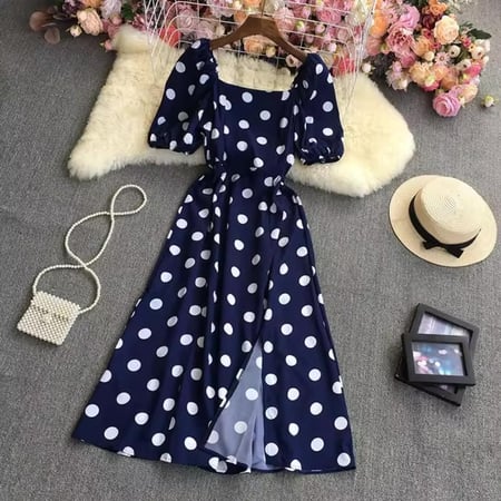 تان طويل نسائي بطباعة منقطة