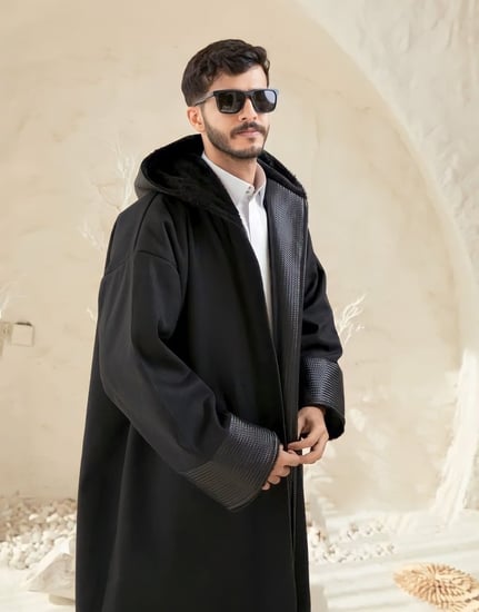 فروه قماش جوخ مع جلد على الاطراف