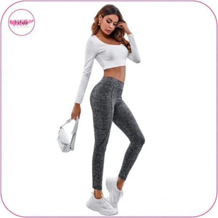 ليقنز رمادي بجيب من الجنب