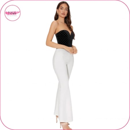 بودي سوت مخملي لامع بدون حمالات