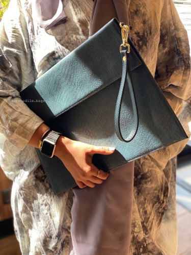 Classic pouch bag - croc sea blue